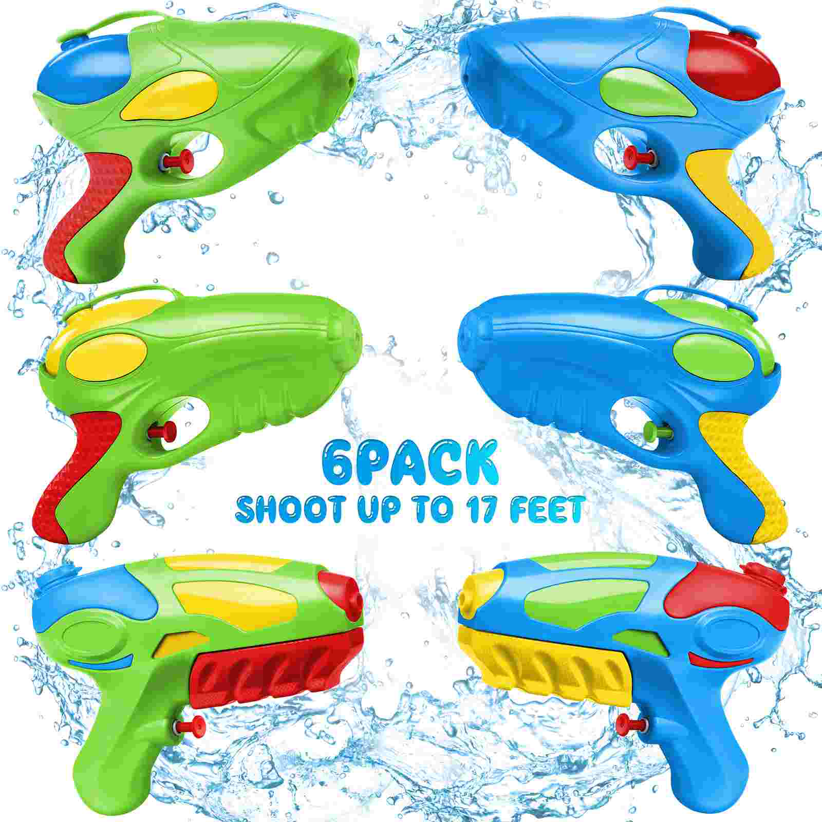 IBASETOY 6pcs Water Guns Water Shooting Play Game Toys Summer Swimming Pool Beach for Children Kids Party