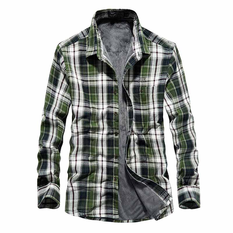 Mcikkny Mannen Winter Fleece Gevoerd Shirts Plaid Katoen Jassen Voor Mannelijke Top Kleding Maat M-3XL Thermische