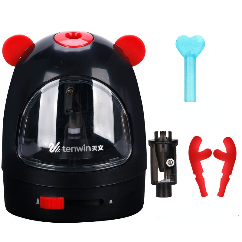 Electric Sharpener Automatic Electronic Pencil Sharpener for Kids Stationery Art School Supplies Office Desktop Children: Black red