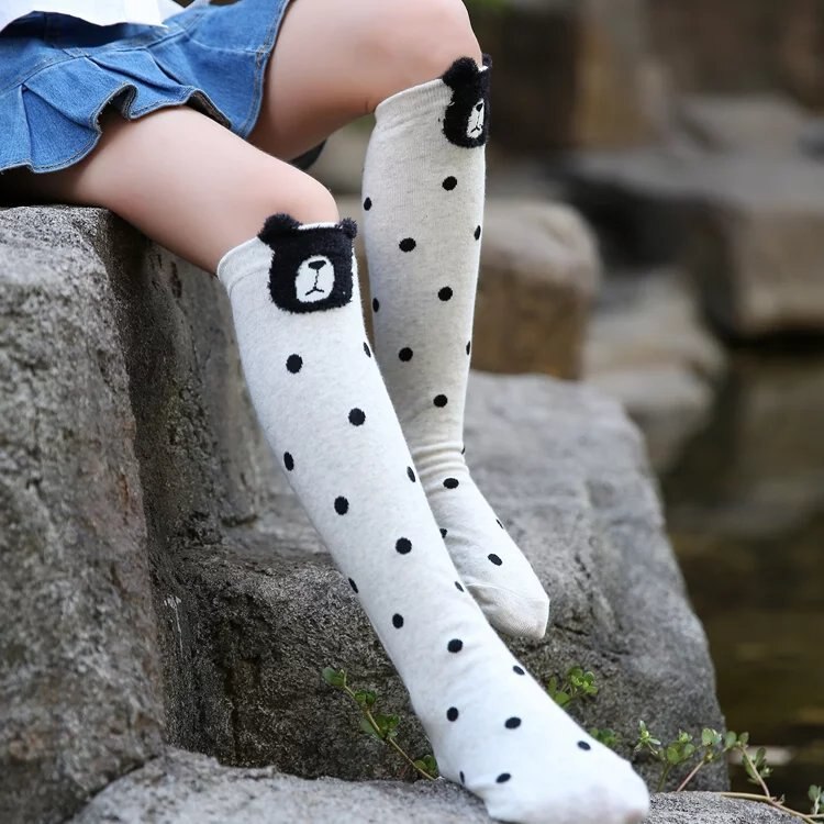 Chaussettes hautes en coton pour bébé filles chaussettes longues dessin animé mignon enfants chaussettes enfant en bas âge chaussettes de danse jambières pour les filles de 3-12 ans chausette bebe fille chaussette garc: 05-06