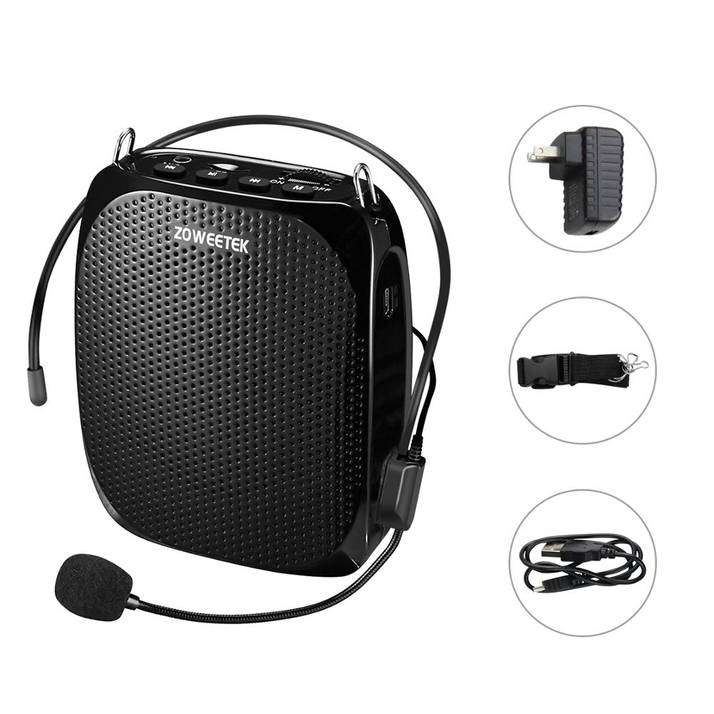 Zoweetek – Mini amplificateur vocal Portable Rechargeable, haut-parleur avec Microphone filaire pour enseignants, prend en charge le Format MP3 Audio Z258: Black US Plug