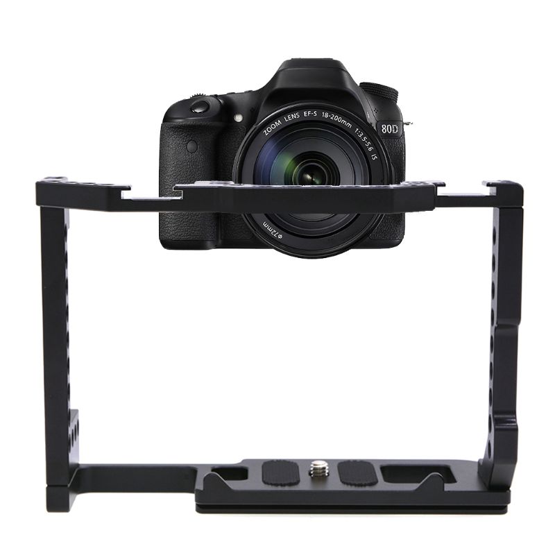 Cold Shoe Arri Positioning Hole 1/4 Screw Compatible with For Canon- EOS 90D 80D 70D Aluminum Alloy Camera Cage with