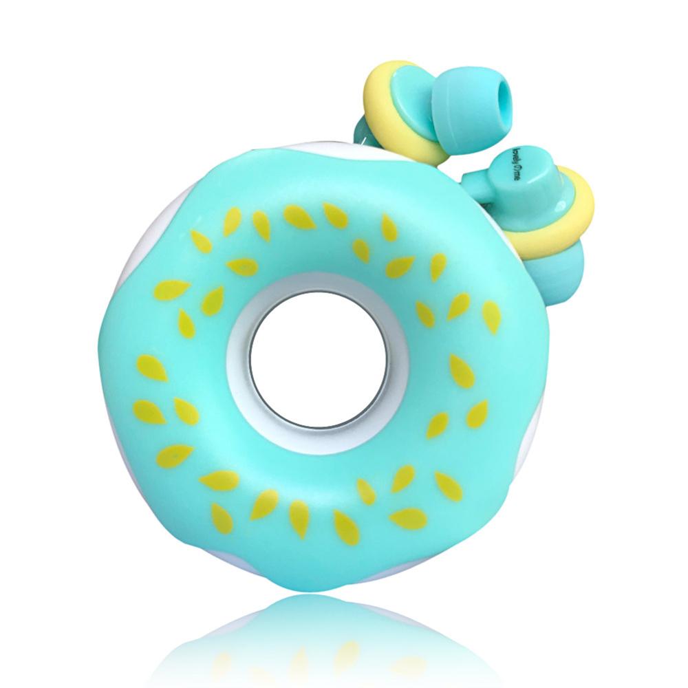 Cute Donuts Macarons Earphones 3.5mm in-ear Stereo Wired Earbuds with mic Earphone Case for Kids iPhone Xiaomi Girls MP3: blue no package