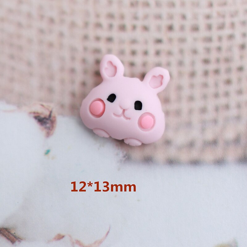 10 stk kawaii bjørn kanin små dyr øreringe perler harpiks flatback hårnåle udsmykning perle diy smykker tilbehør  w15: Ingen hul kanin