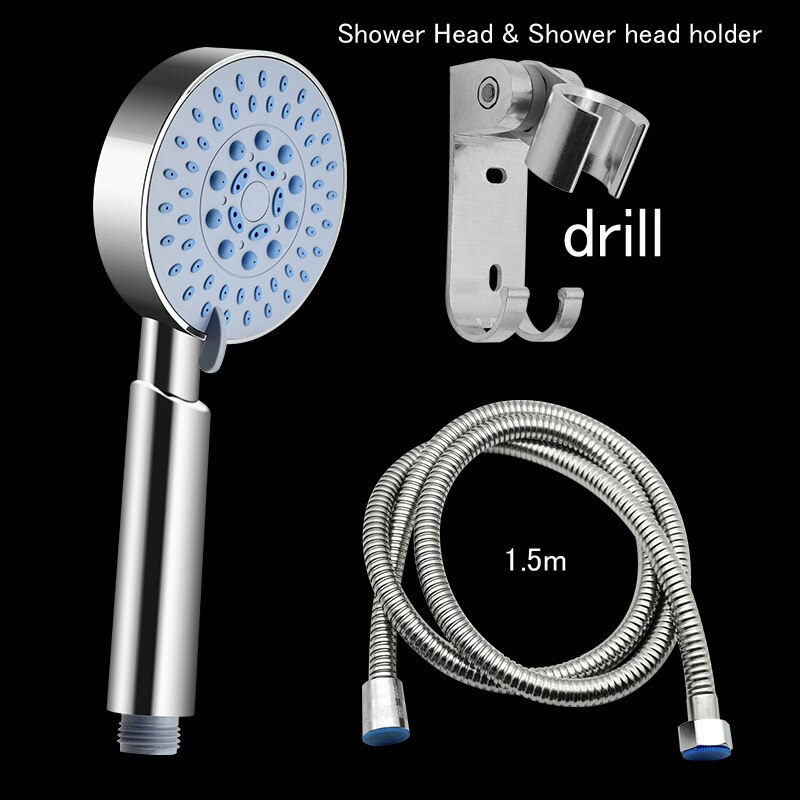 Multi functional 5 Mode LARGE Chrome Shower Handset Head Replaces Universal Handheld Home Bathroom Water Saving Accessory