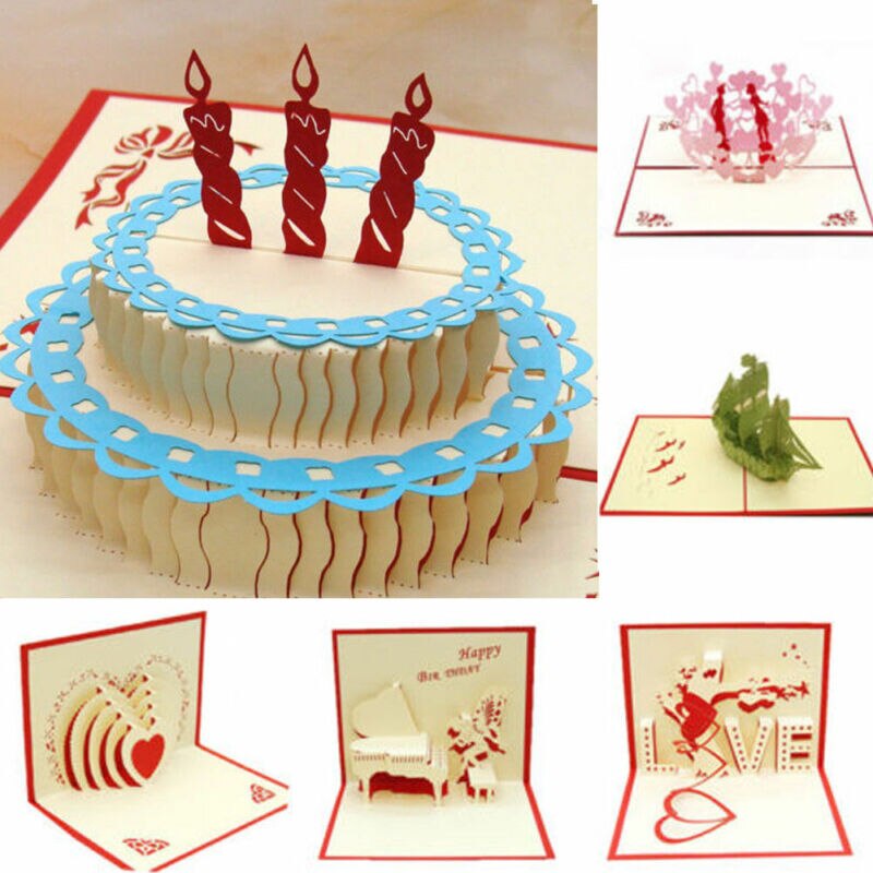 3D Pop Up Greeting Card Love Romantic Birthday Wedding Aniversary Valentine's Day Invitations Greeting Cards