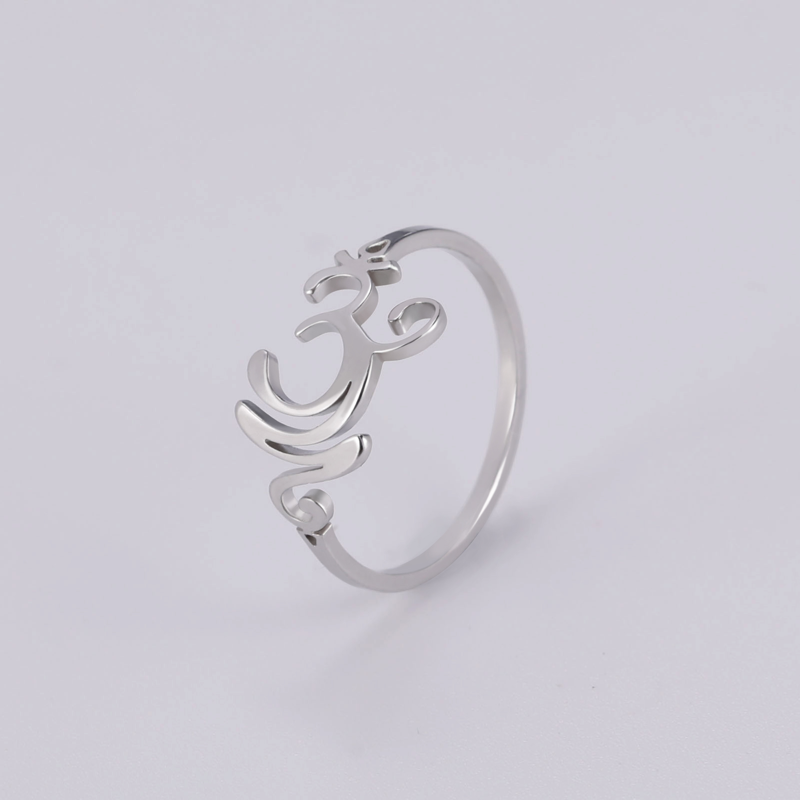 Om Aum-Anillo con símbolo de acero inoxidable, Buda, Yoga hindú, accesorios para dedos huecos, joyería de con personalidad, para mujeres y hombres: 11 / Plata