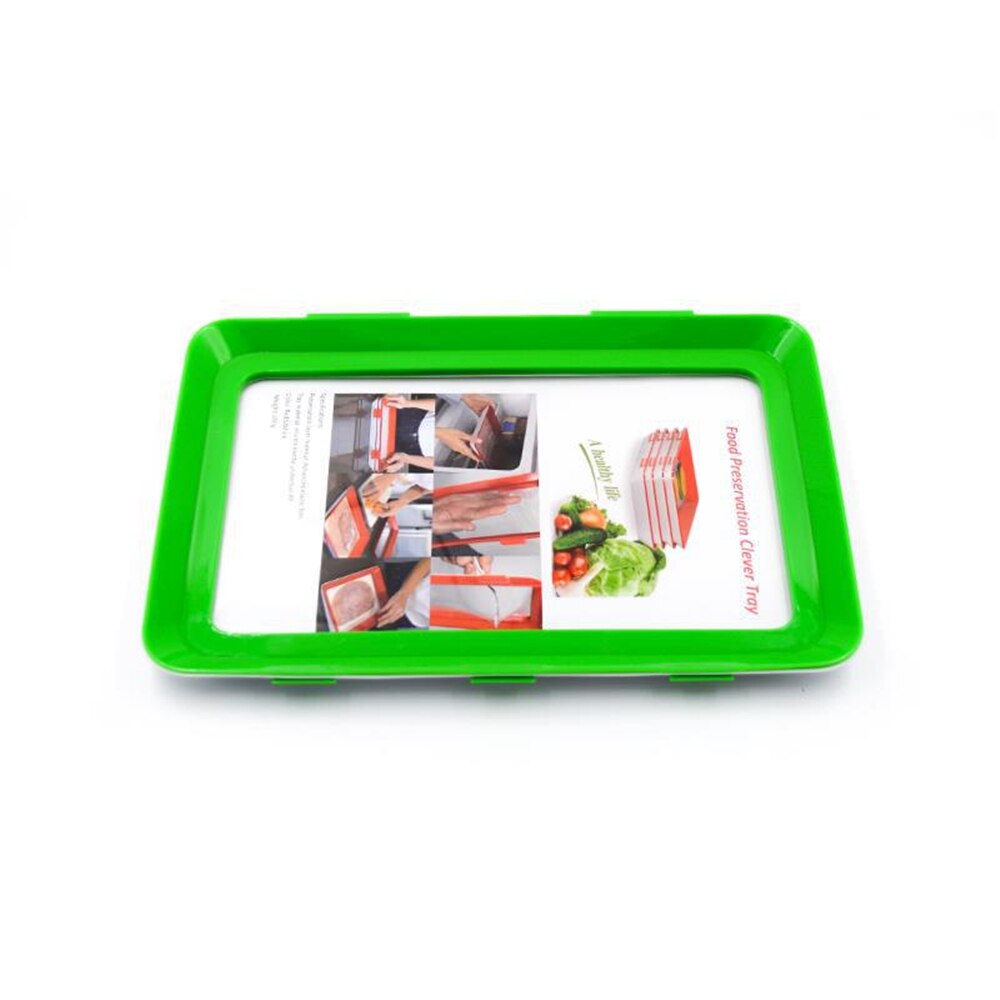 Food preservation tray plastic preservation lid refrigerator magic elastic preservation tray reusable food storage container: Green / 2pcs