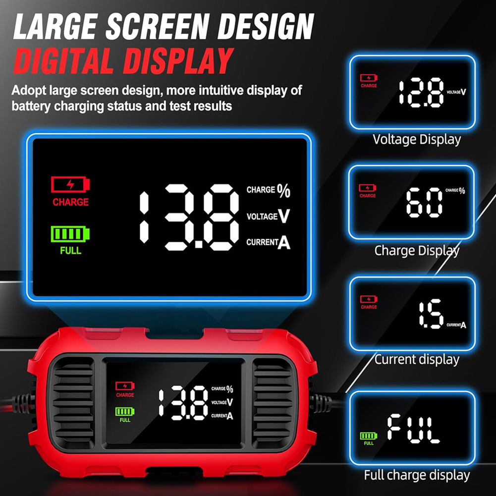 Auto Motorrad Batterie Ladegerät Digital Display 12V 2A Batterie Ladegerät Batterie Erhaltungsladegerät Betreuer für Auto Lkw Batterie