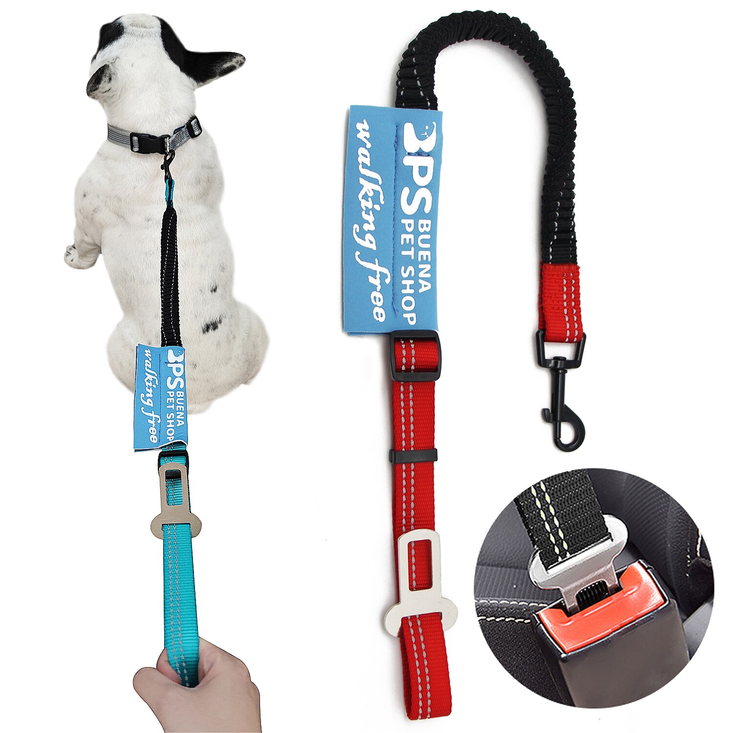 BPS Cinturón de Seguridad para Perro de Coche Árnes Correa Perro Ajustable con Hebilla de Fijación 70-100 cm: Rojo