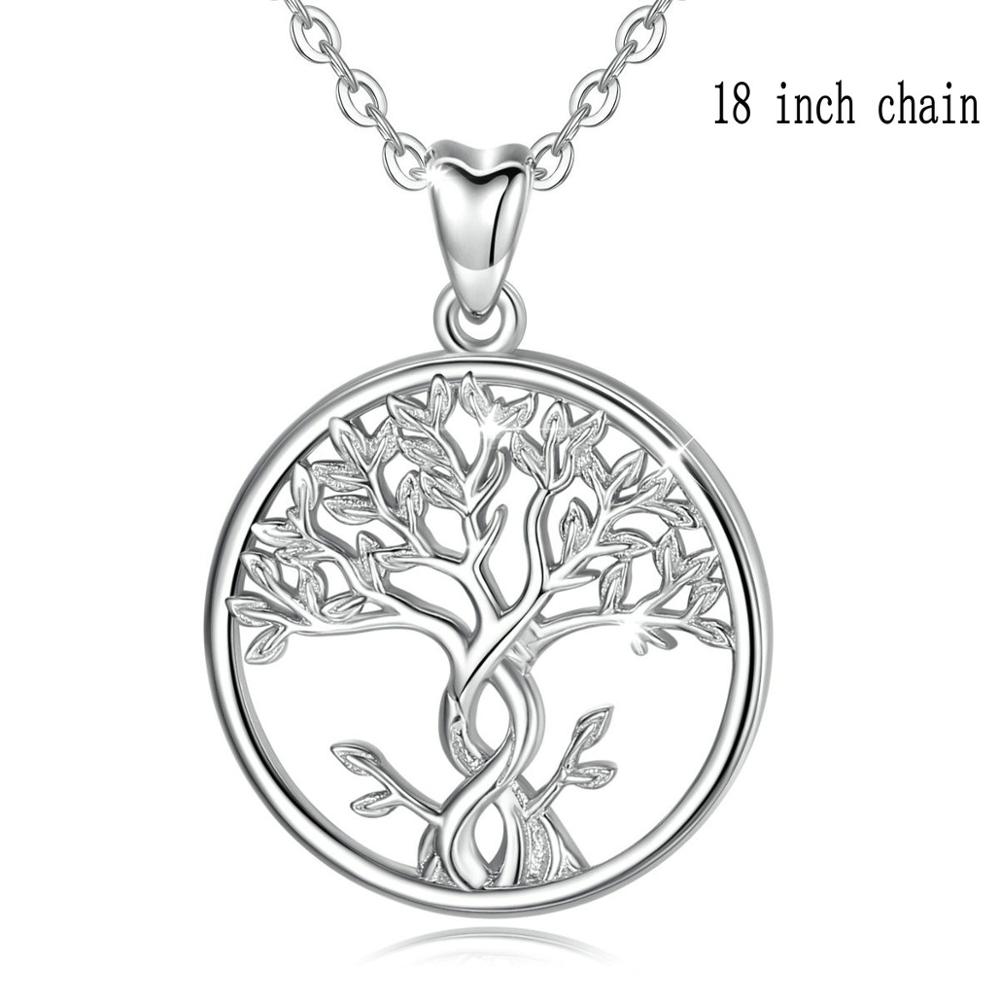 EUDORA 925 Sterling Silver Tree of Life Necklace Solid Silver Twisted Rowan Tree Charm with Silver Chain or Only Pendant CYD436: with 18 inch chain