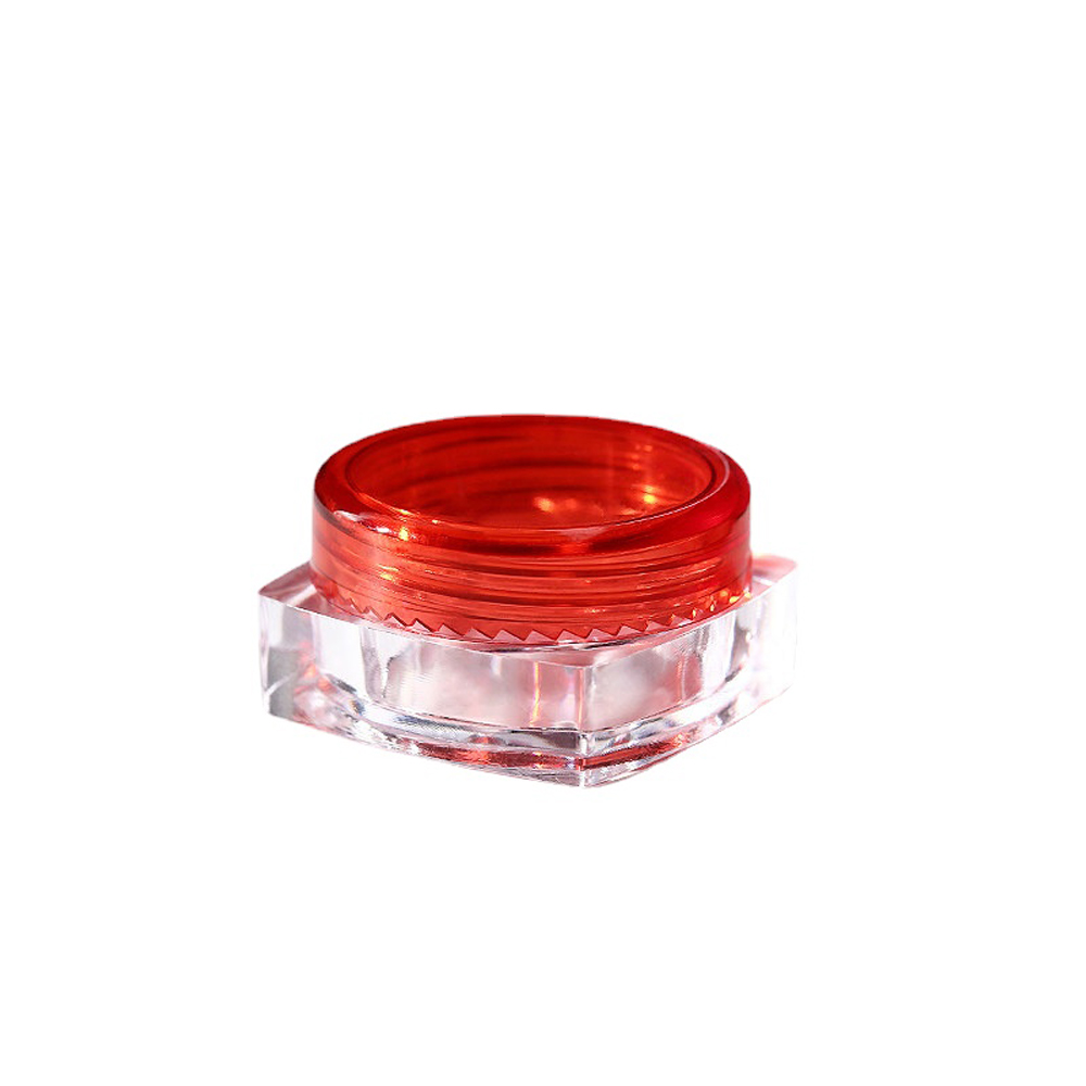 10 stuks 3g/5g lege vierkante plastic cosmetische proefpotjes, transparante potjes/flesjes, make-upcontainers geschikt voor gezichtscrème, lippenbalsem, knutselspullen en opbergartikelen.: Rood / 10ml