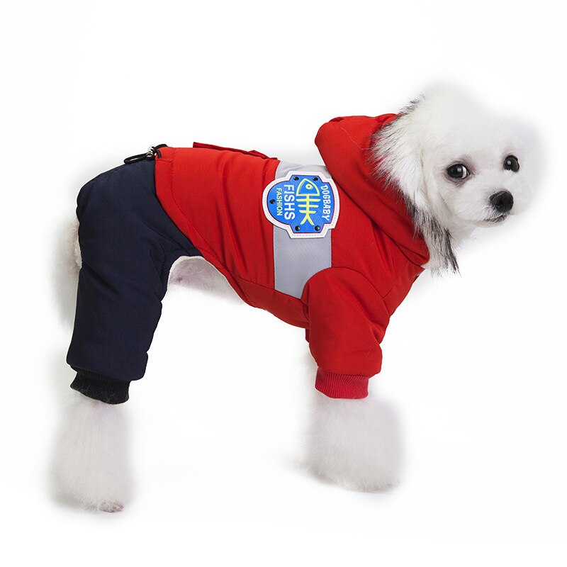 Pawtira roupas de inverno para cachorro, roupa para cachorro com capuz, casaco quente de cachorro com gola de pele, vestuário para animal de estimação: Red / S