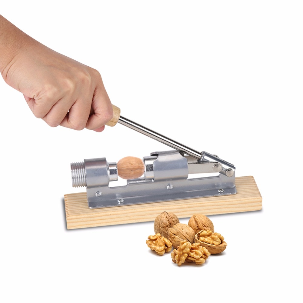 Rvs Notenkraker Met Houten Handvat Multifunctionele Nut Cracker Sheller Walnoot Cracker Tang Metal Opener Keuken Tool