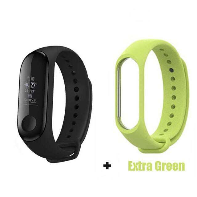 Xiaomi Mi Band 3 Fitness Tracker 50M Waterdichte Smart Band Smartband Oled Display Touchpad Hartslagmeter Polsbandjes Bracele: add green