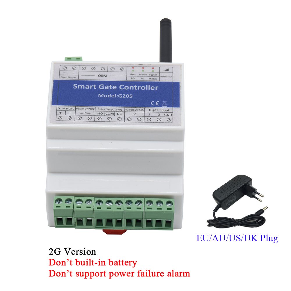 DIN-rail GSM 4G SMS Single Relay Gate Opener ON/OFF Switch For Sliding Swing Opener Power Failure Alarm: 2G Version Kit B
