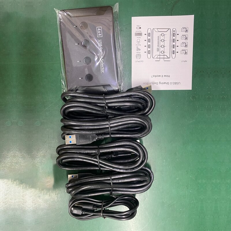 USB KVM Switch USB 3.0 2.0 Switcher KVM Switch for Windows10 PC Keyboard Mouse Printer 4 PCs Sharing 4 Device USB Switch