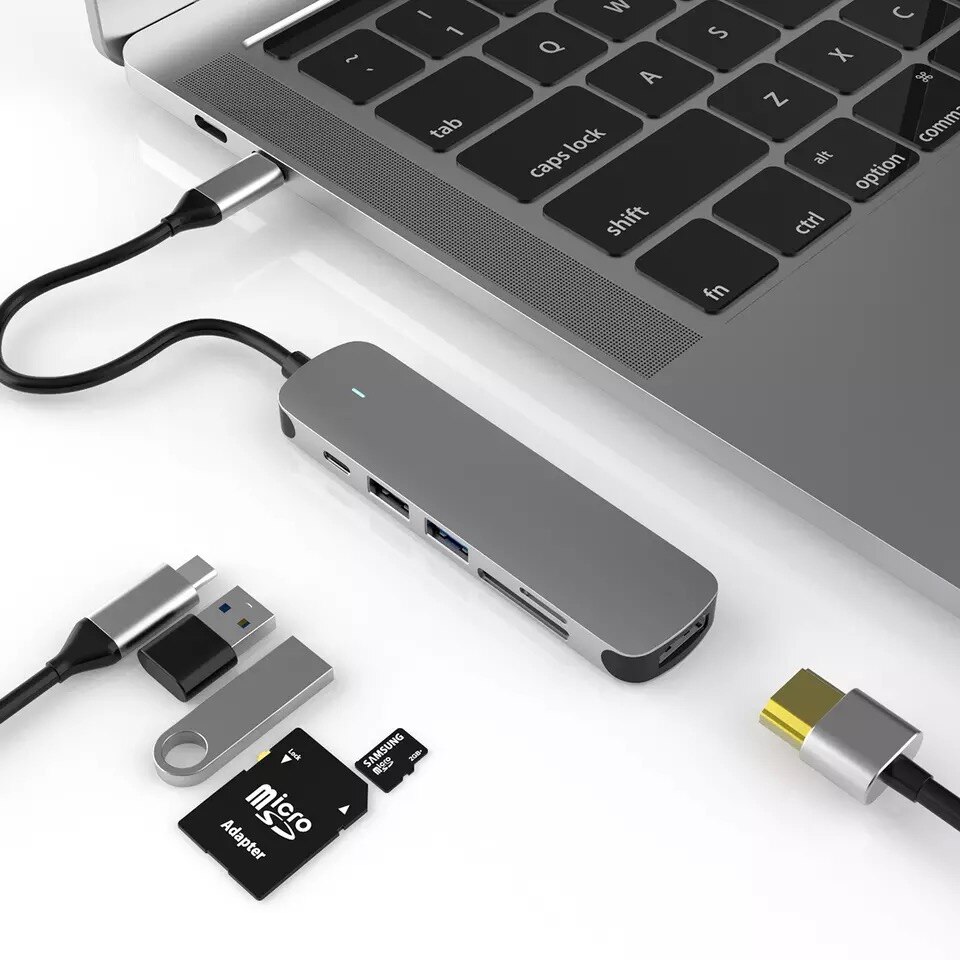 Adaptador de carga usb c para hdmi, hub usb 3.0, doca sd tf para macbook pro air, dell, hp, lenovo, tipo c