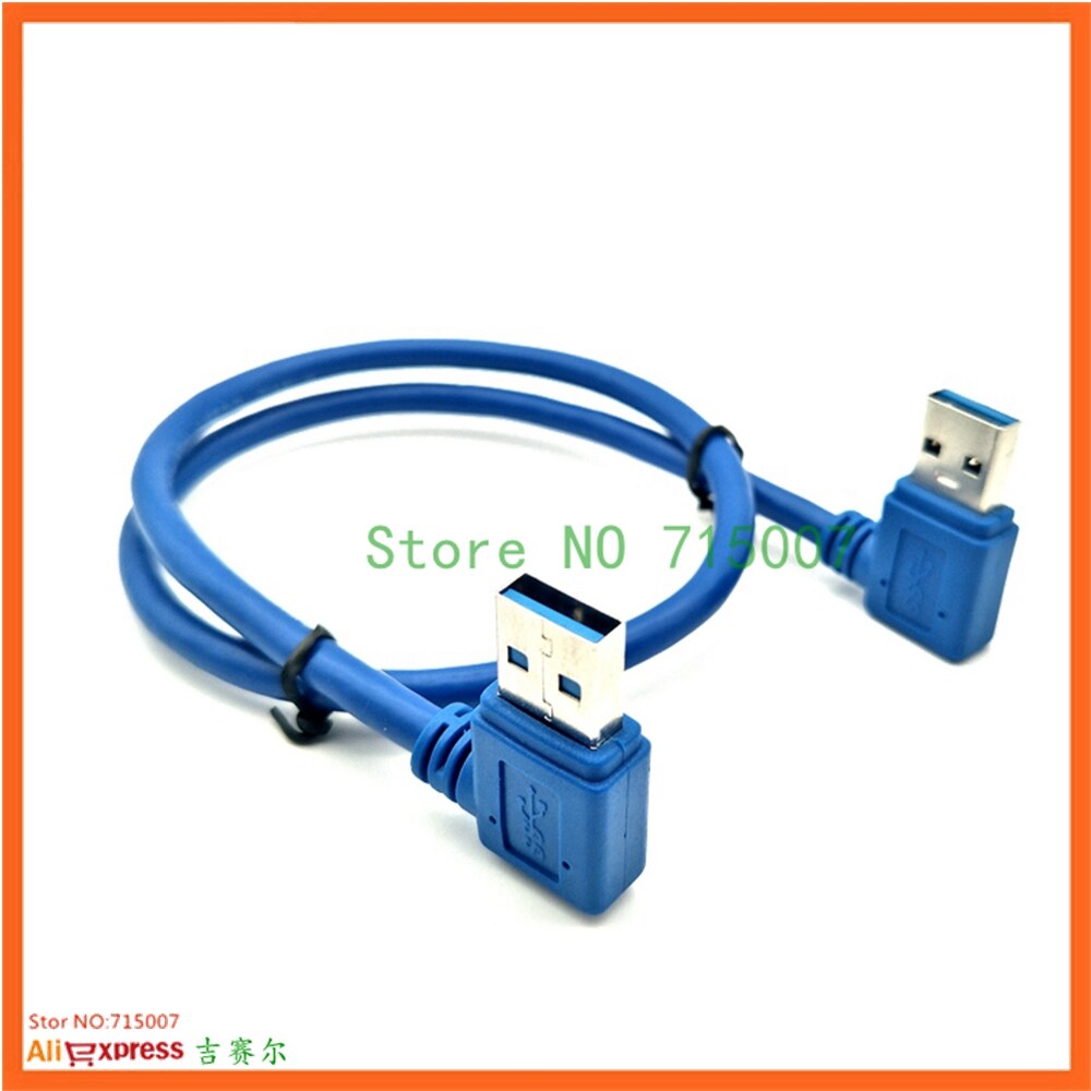 USB3.0 USB 3.0 Type A Male 90 Degree Left Angled to Right Angled Extension Cable Straight Connection 50cm 0.3m