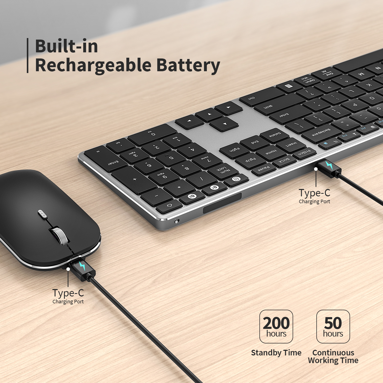 Jelly Comb Rechargeable Bluetooth Keyboard and Mouse Full Size Ultra Thin 2.4G Wireless Bluetooth Keyboard Mouse Combo for Mac