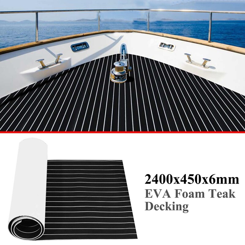 Self-Adhesive EVA Foam Teak Decking Yacht Marine Flooring Synthetic Boat Floor Mat 2400X450X6mm: Default Title