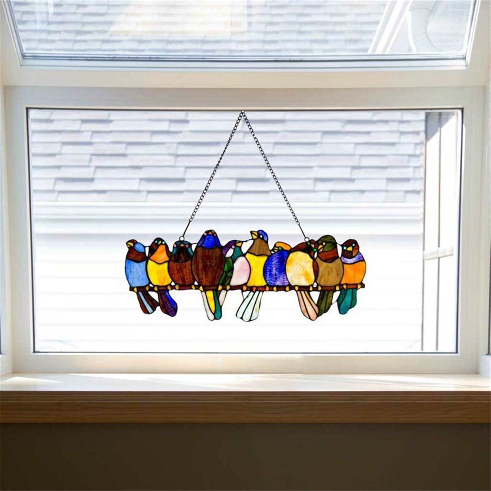 AS Veelkleurige vogels op een draad High gekleurd glas Suncatcher Window Panel, Bird Series Ornamenten hanger wooncultuur, Stained Glass Bird Series kunst ornamenten hanger (6 vogels AS Veelkleurige vogels op een draad High gekleurd glas Suncatcher Window Panel, Bird Series Ornamenten hanger wooncultuur, Stained Glass Bird Series kunst ornamenten hanger (6 vogels