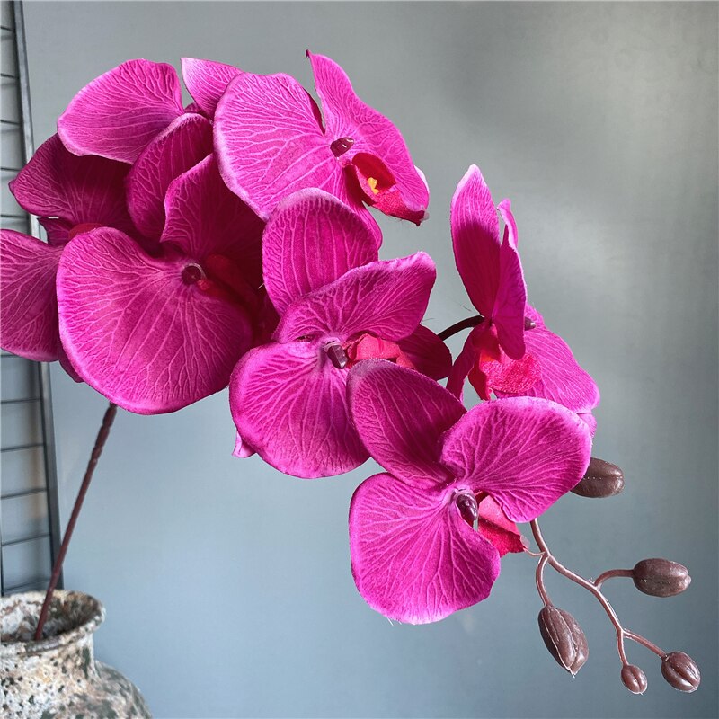 Orquídea Negra grande de 105cm, orquídea, flor de seda Artificial, Phalaenopsis para boda, jardín, decoración de habitación, flores artificiales: A