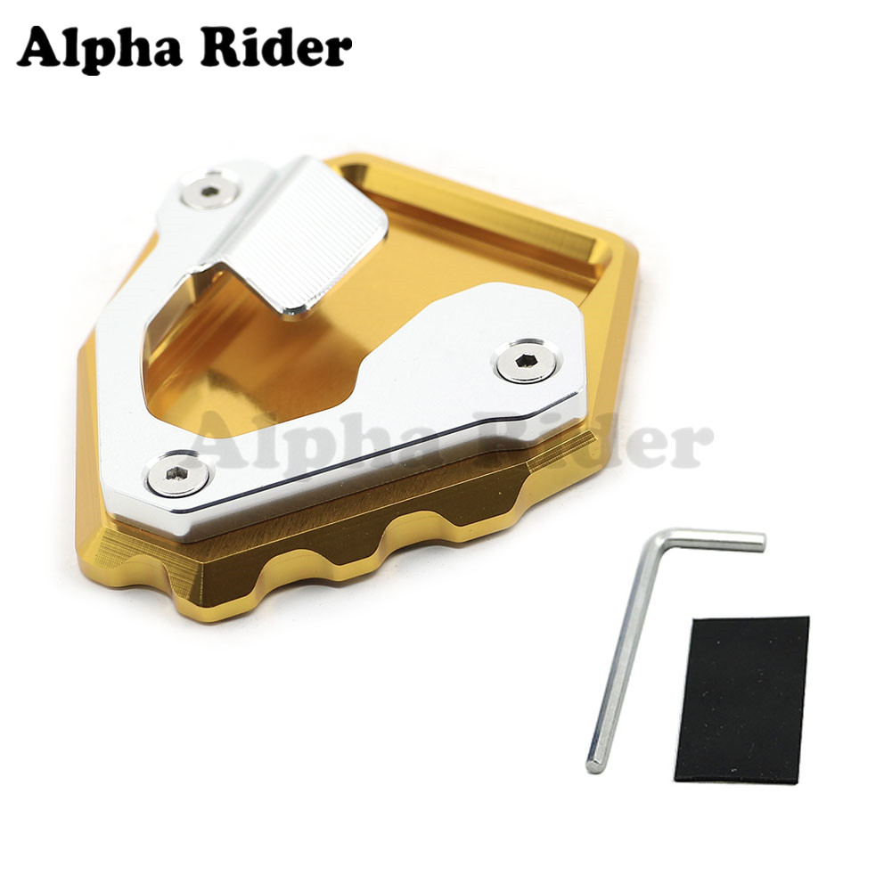 5 Colors For Honda African Twin CRF1000L Kickstand Side Stand Extension Base Plate Pad Foot Support Enlarger: Gold with Silver