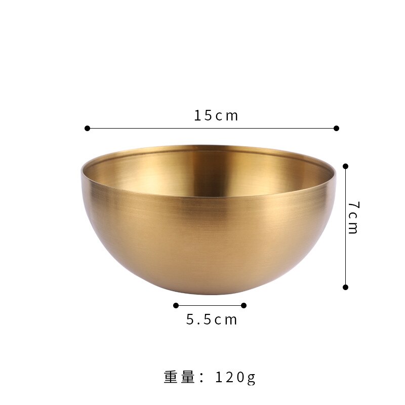 Goud Kom Rijst Soepkom Roestvrij Staal Koper Koreaanse Slakom Servies Huishouden: 15cm Gold