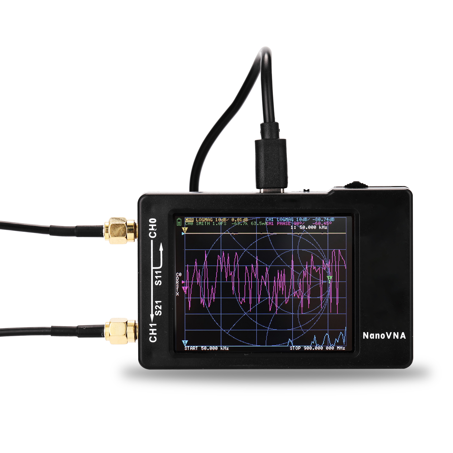 Portable Digital MF HF VHF UHF Antenna Analyzer Vector Network Analyzer 50KHz-900MHz Touching Screen Shortwave Standing Wave