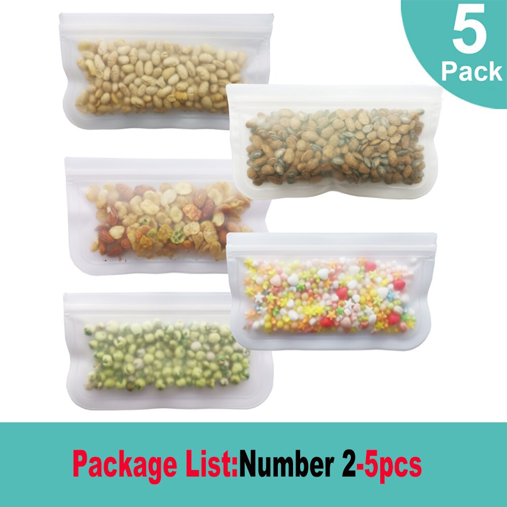 5-12 szt. Świeże torby robić przechowywania matowe pojemnik silikonowy na żywnosć worek szczelny szczyt owoce na przekąnarty pojemniki na domowy lodówka: numer 2- 5szt