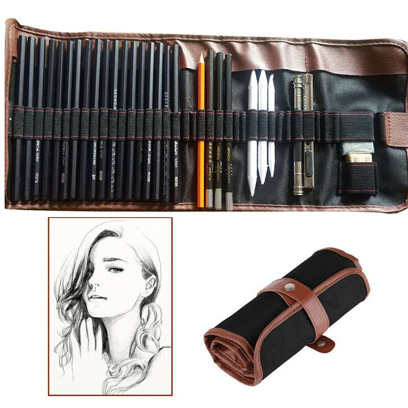 29pcs Pencil Set Sketching Drawing Art Tool Graphite Pencils Sketching Supplies TB