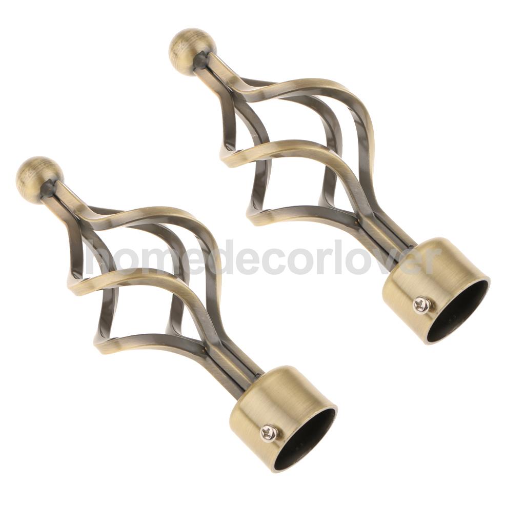 2Pcs Window Curtain Rod Drapery Pole Finals Decorative Heads Cap 28mm Inner Diameter