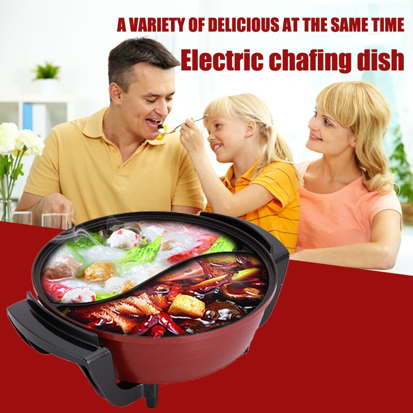 1PC 220V 1500W 6L Electric Multifunctional pot cooker Yuanyang Pot Household non-stick cookware