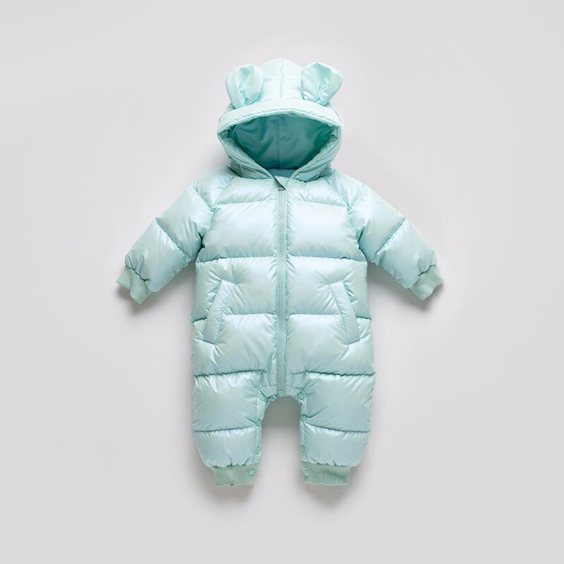 Crianças de inverno roupas para baixo jaqueta meninos outerwear casacos engrossar impermeável infantil snowsuits para meninas do bebê macacão: CÉU AZUL / 24 m