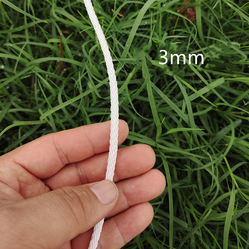 Cuerda de nailon trenzada completa blanca, resistente al desgaste, 3mm/4mm, fina, de poliéster, embalaje decorativo