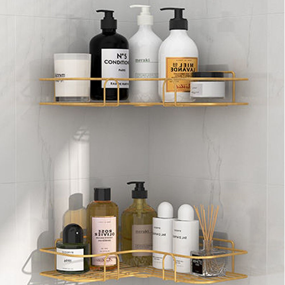 Kylpyhuone hylly suihkun säilytysteline toliet teline shampoo säilytysteline teline kylpyhuonetarvikkeet keittiön järjestäjäteline: Kultaa 2 kpl