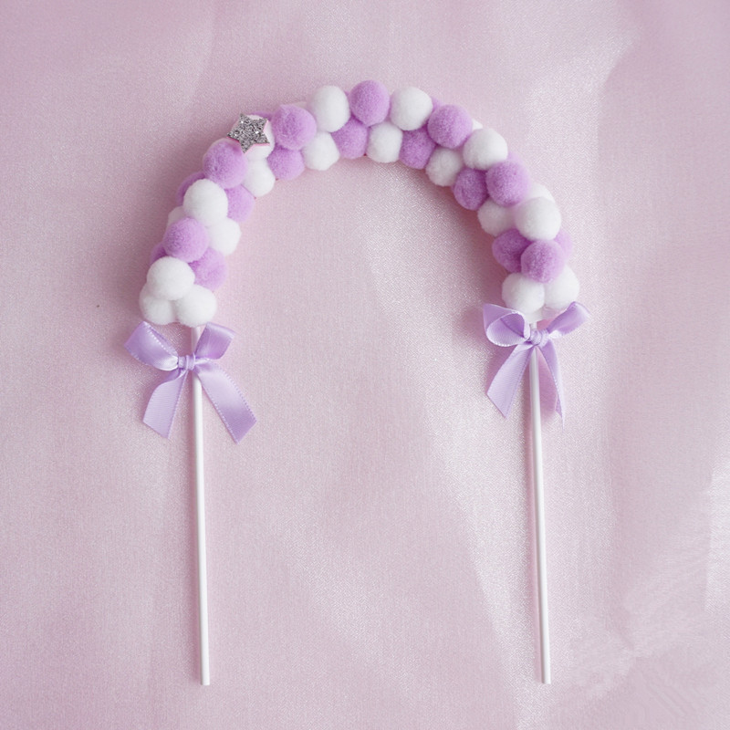 Banderas coloridas para decoración de tartas, bola peluda, adornos para magdalenas de boda y cumpleaños, decoración para tarta para de bienvenida al bebé, bricolaje: M / Verde claro
