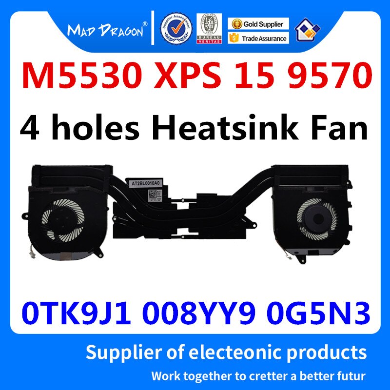 original CPU GPU Fan Heatsink Fan Assembly For Dell Precision 5530 XPS15 9570 0TK9J1 TK9J1 008YY9 08YY9 0MV340 MV340 0G5N3: 08YY9-TK9J1-0G5N3