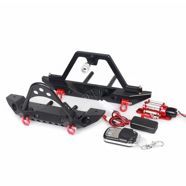 Metalen Stinger Voorbumper Lier Achter Reservewiel Beugel met Licht voor 1/10 RC Crawler Auto TRX4 Axiale SCX10 90046 TF2 CC01 KM2