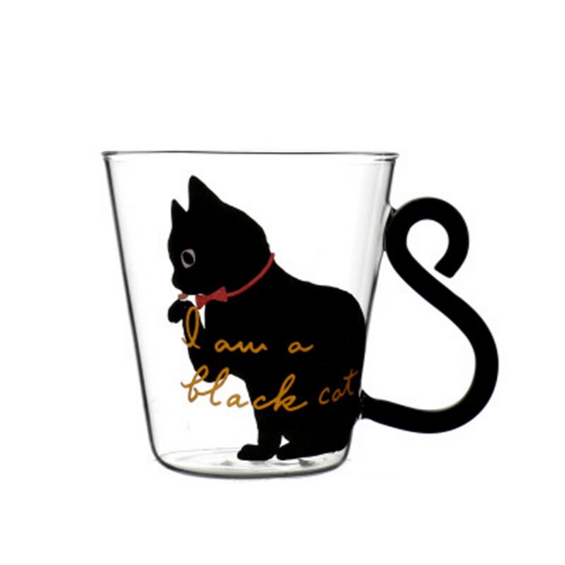 Urijk bærbar kop sød kat glas te tumbler mælk kaffekop hjemmekontor kop par glas krus kopper: 8