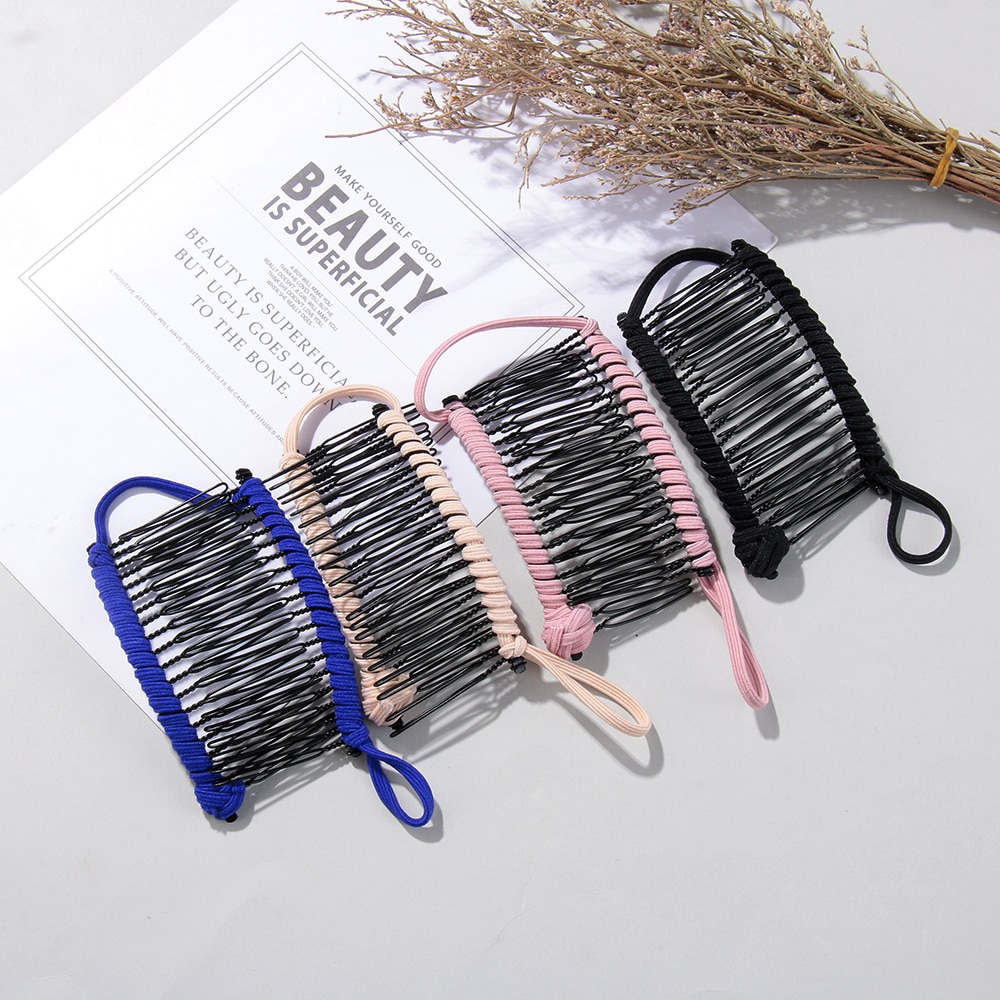 1PC Vintage Unisex Lazy Banana Combs Stretchable Metal Hairclip Head Massage Stretchable Comb Hair Styling Tool Acces