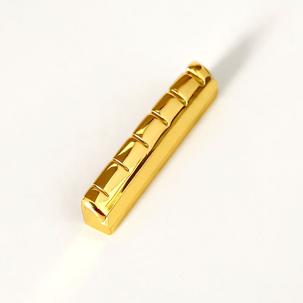 6 String Slotted Brass Gold Plated Acoustic Guitar Nut and Bridge Saddle Guitar Parts Gold