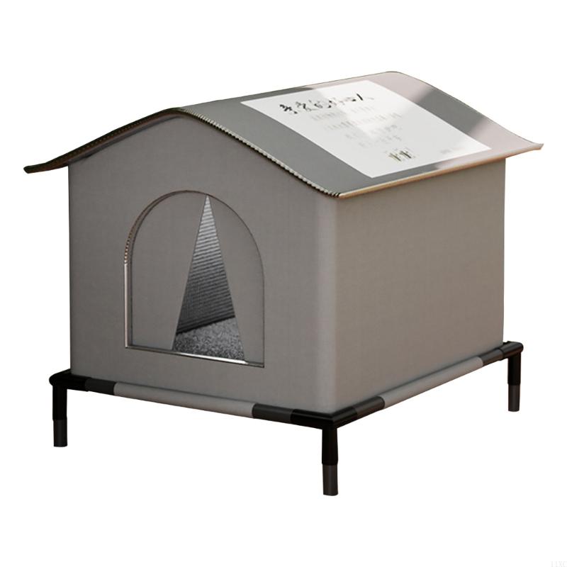Chats extérieurs chauds pour les chats nid résistants au froid à maison des chats résistants aux intempéries: 110cm / Bleu marine