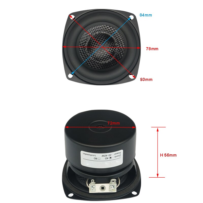 3 pulgadas altavoz Subwoofer 4Ohm 8Ohm Supergraves altavoz 25W Woofer de baja frecuencia de fibra de vidrio tejida cuenca altavoz Subwoofer de coche