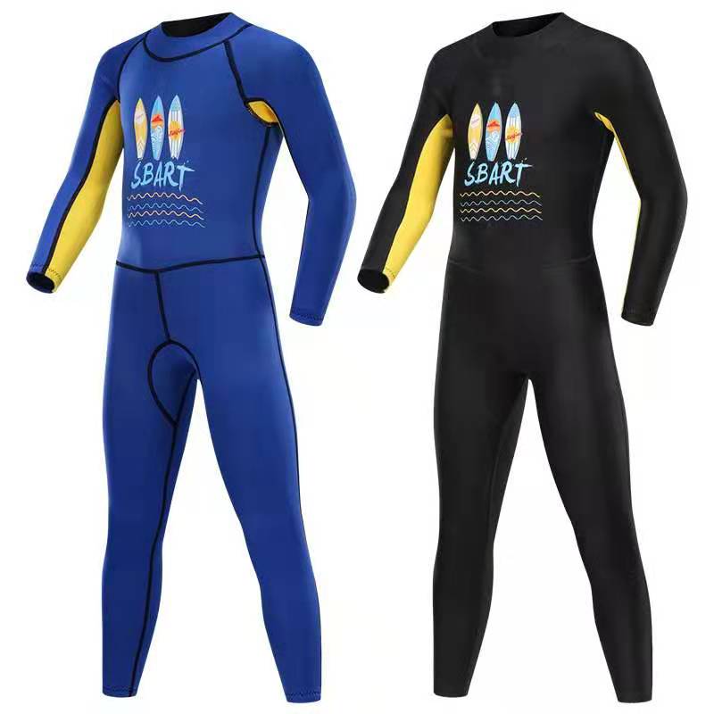 Smart-traje de buceo de neopreno para niños y niñas, traje de neopreno de manga larga, protección contra sarpullido, surf, EO, 2mm, una pieza