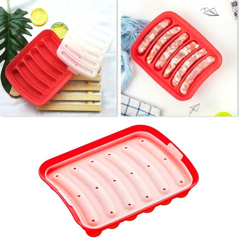 6 Grids Silicone Sausage Mould Mold DIY Maker for Making Bratwurst Dogs SMD66