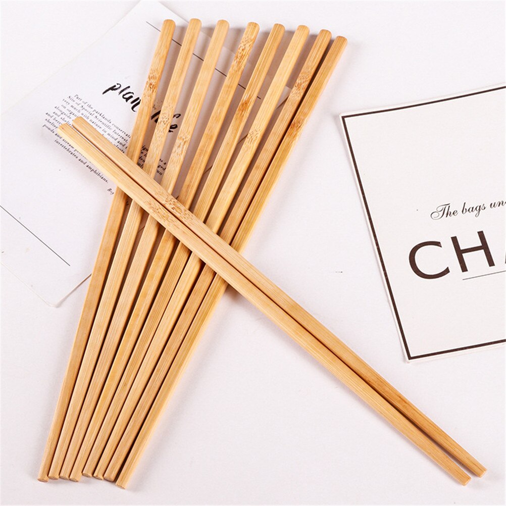 5 Pairs Natural Wooden Bamboo Chopsticks Health Without Lacquer Wax Tableware Dinnerware: Default Title