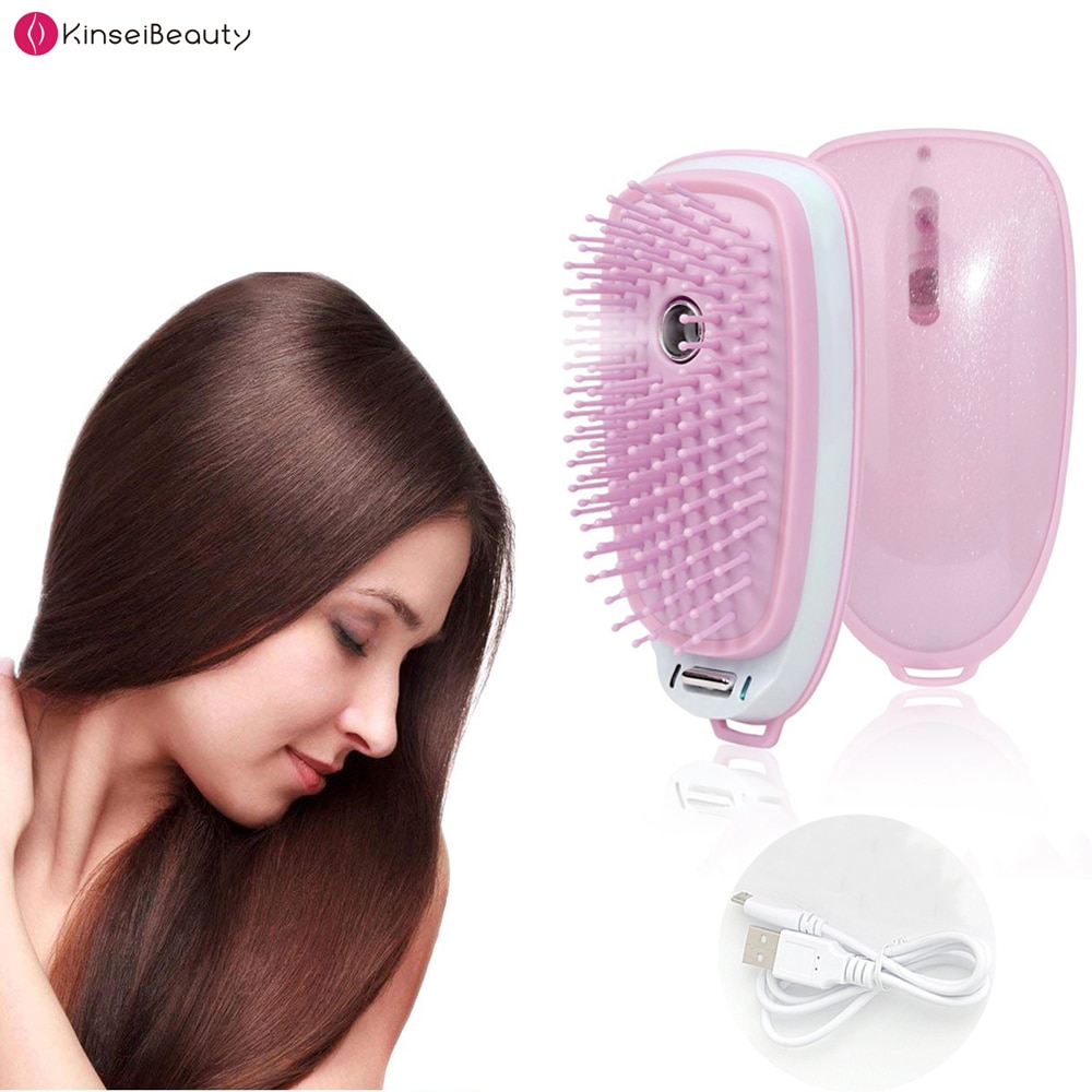 Portable Electric Hair Ionic Brush Steam Spray Comb Fast Hair Straightener Negative Ion Comb Anti Hair Loss Scalp Massage Comb