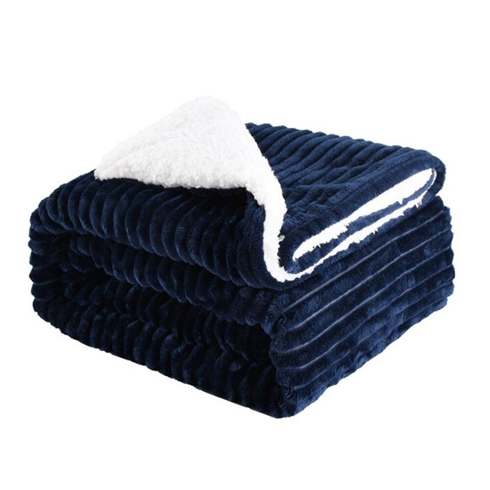 Twin Dikke Warme Deken Voor Winter Bed Super Zachte Fuzzy Flanel Fleece/Wol Zoals Omkeerbare Fluwelen Pluche Deken 150X120CM 20: Blauw